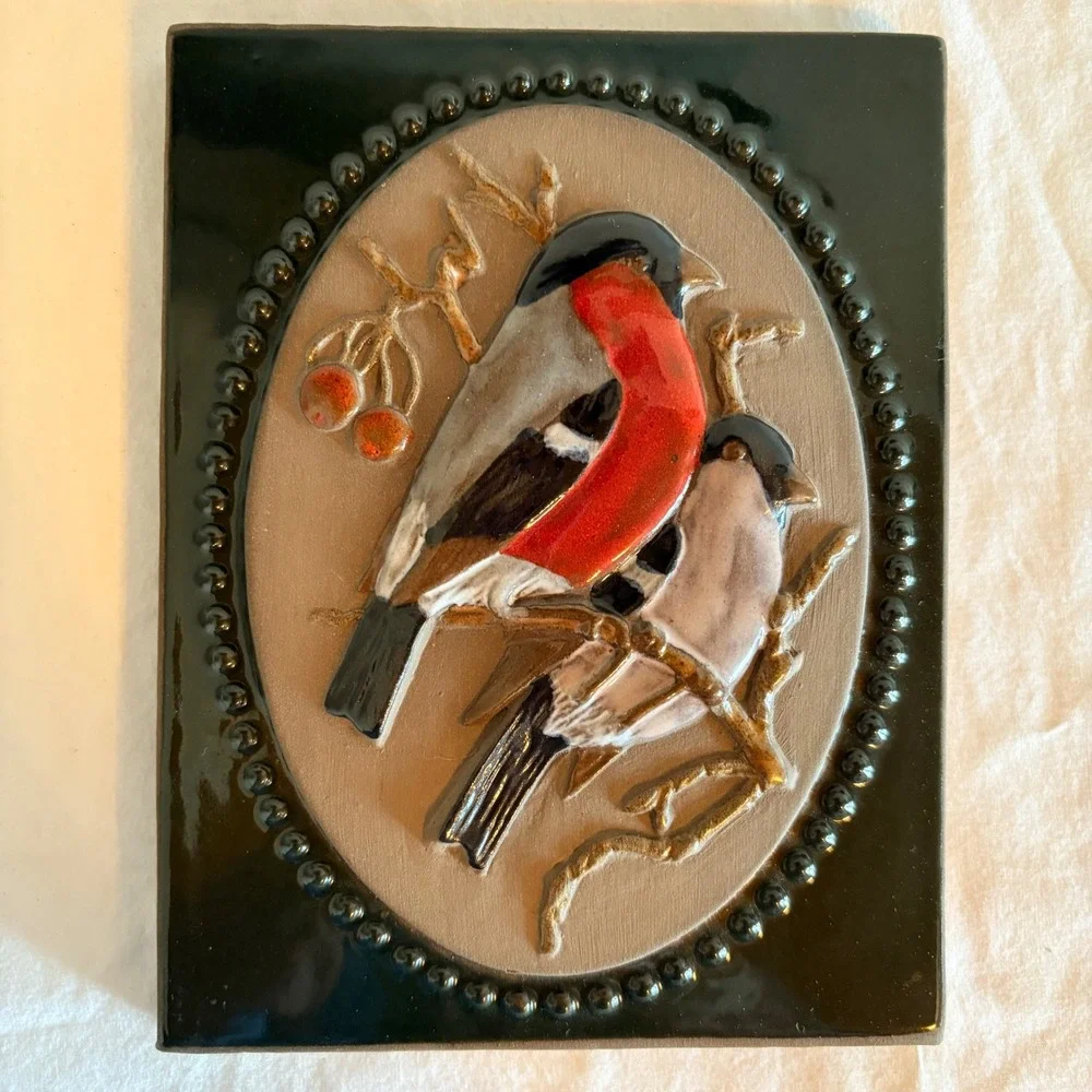 Jie Gantofta Sweden Ceramic Bird‎ Wall Plaque Tile Design Aimo Ready to Hang